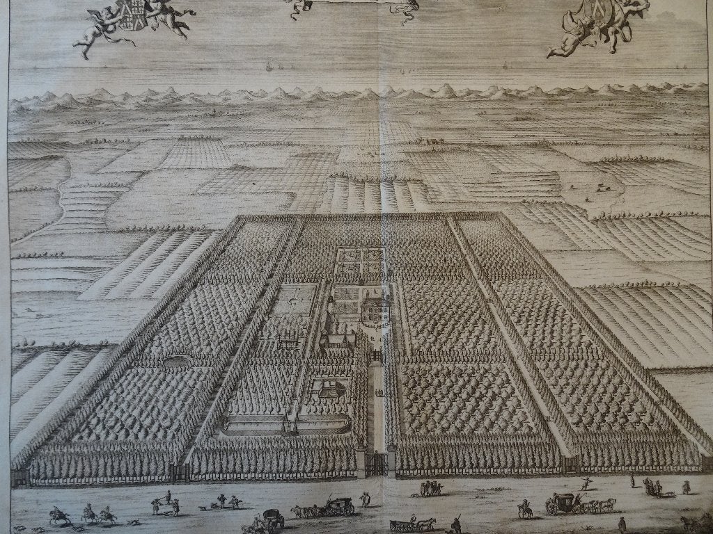 Gravure huis Poppedamme, Grijpskerke, Smallegange 1696, Gravure, Origineel, Landschap, 1600 - 1699