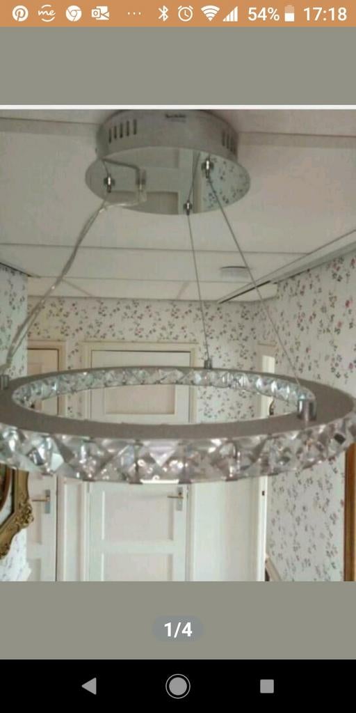 Paul Neuhaus LED Hanglamp Kristal Rond - Modern Design, Ophalen of Verzenden, Gebruikt, Glas, Modern, Kristal, Design