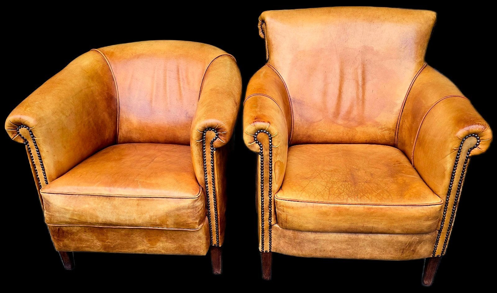 2x schapenleren fauteuil naturel kleur + BEZORGING GRATIS, Gebruikt, ., Chesterfield, Ophalen of Verzenden