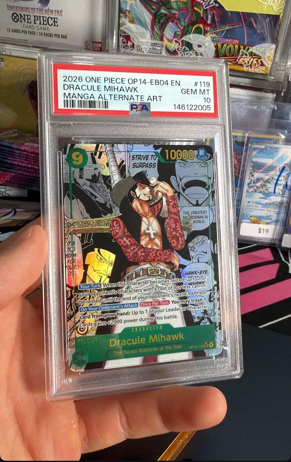 Mihawk Manga OP14 PSA 10 EN | ONE PIECE TCG, Hobby en Vrije tijd, Verzamelkaartspellen | Yu-gi-Oh!, Ophalen of Verzenden, Nieuw