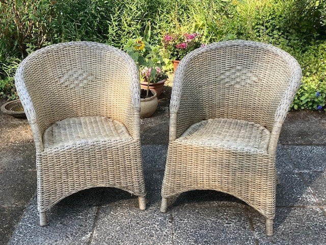 Vintage rotan tuinstoelen,, Ophalen, Gebruikt, Rotan