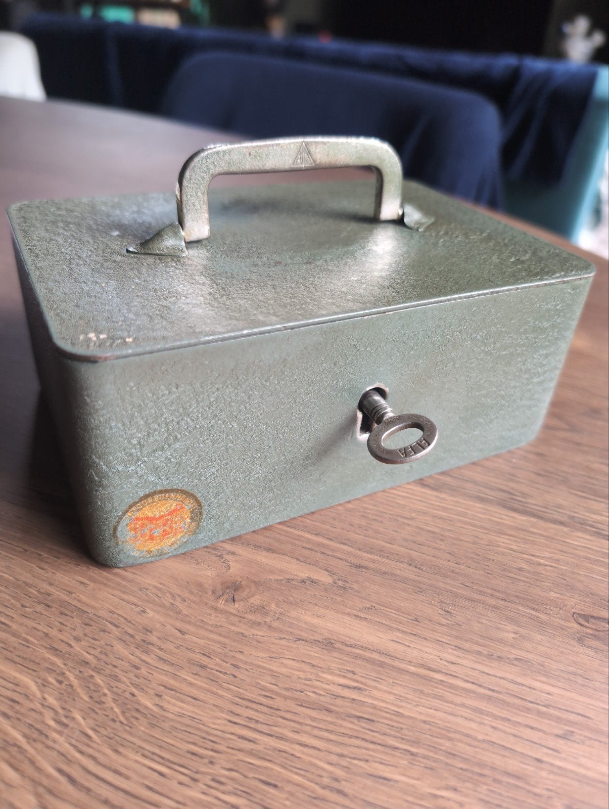 vintage geld kluisje alfa Heemstede, Ophalen of Verzenden, Gebruikt, Metaal of Blik, Overige thema's