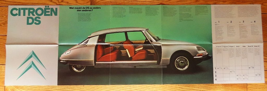 Prachtige poster/folder van de Citroën DS, 1972, Ophalen of Verzenden, Zo goed als nieuw, Citroën, Citroën NL