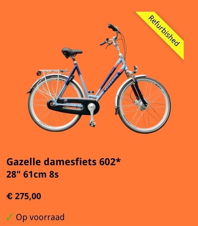 Gazelle damesfiets 602* 28" 61cm 8s - Refurbished, Ophalen, Versnellingen, Oldenzaal, 56 cm of meer