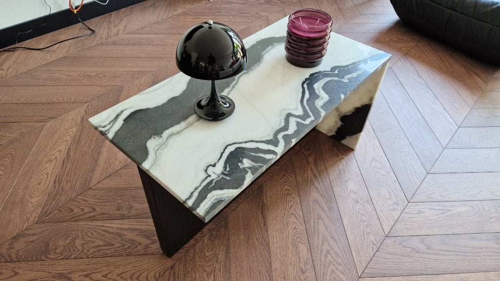 Prachtige salontafel van echt panda marmer - 80x40x42, Ophalen, Overige materialen, 50 tot 100 cm, 50 tot 100 cm