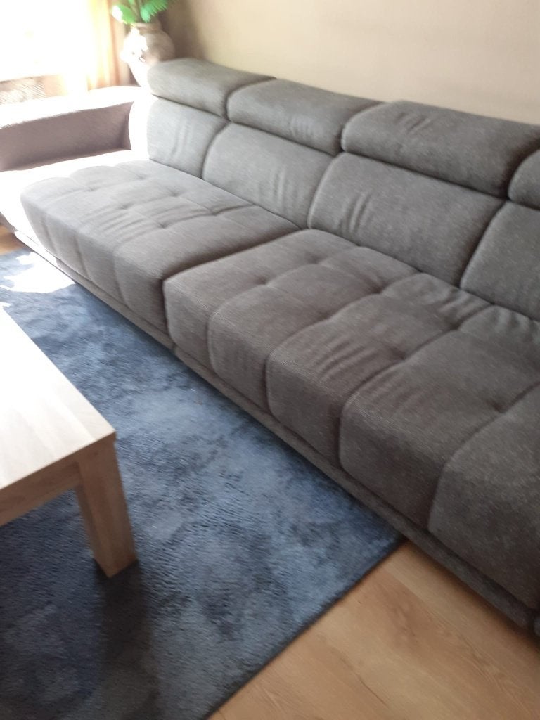 Grijze hoekbank met verstelbare hoofdsteunen, Ophalen, Gebruikt, 100 tot 125 cm, 300 cm of meer