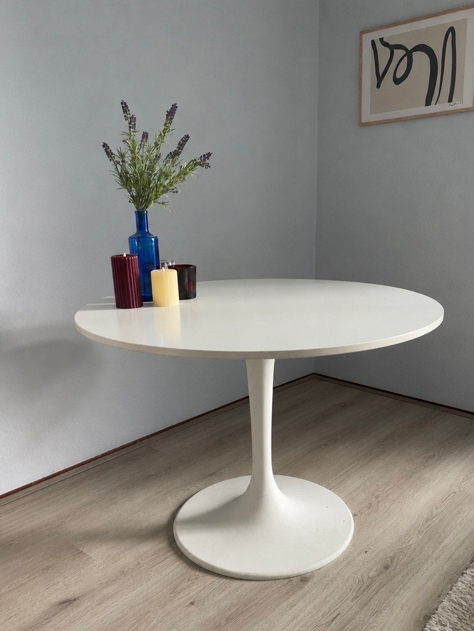 Docksta IKEA witte ronde eettafel, Ophalen, Kunststof, Gebruikt, 50 tot 100 cm