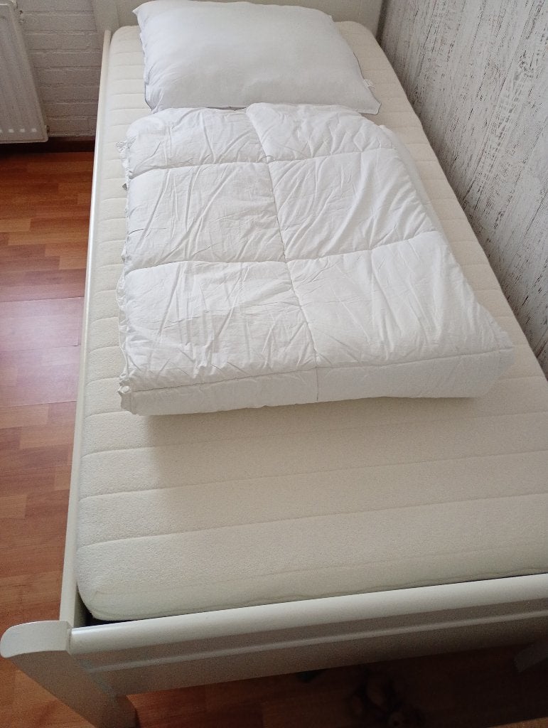 Eenpersoonsbed met verstelbare Auping spiraalbodem, Ophalen, 90 cm, Wit, 200 cm