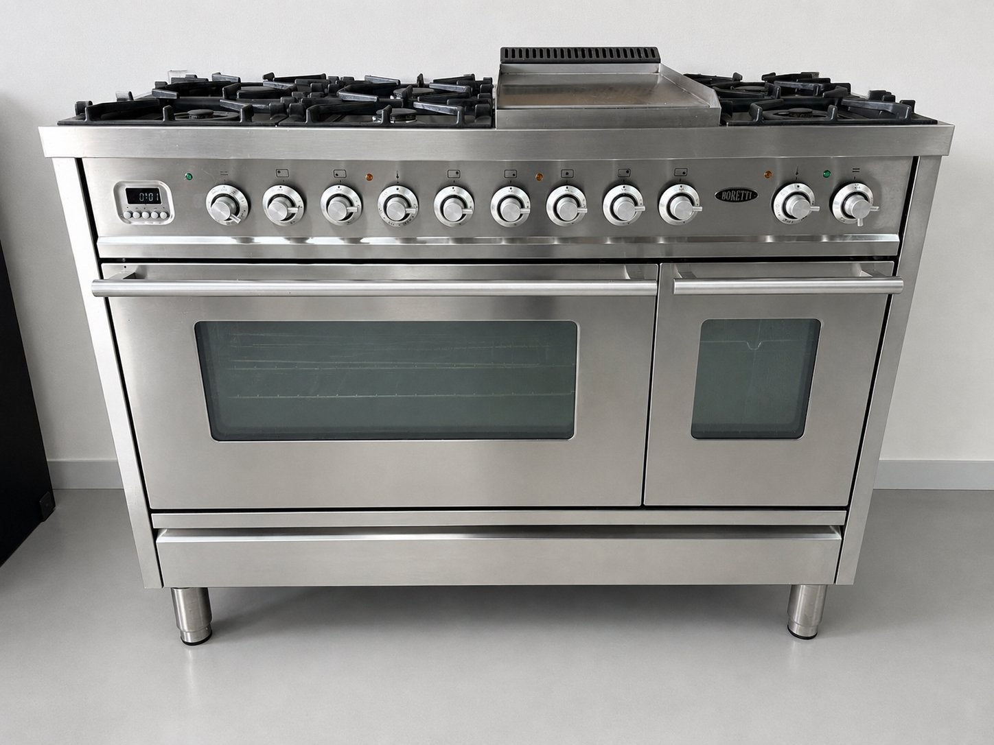 Boretti fornuis 120cm rvs, zeer netjes!, Ophalen, Zo goed als nieuw, Gas, Vrijstaand