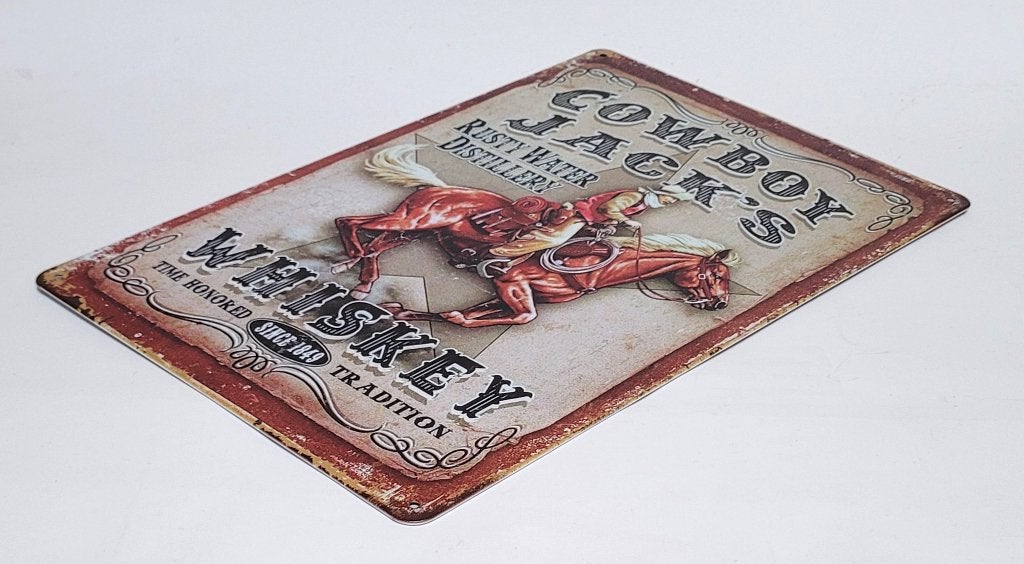 Cowboy Jack Whiskey paard reclamebord van metaal wandbord, Info@deconoord.nl, Deco Noord, Nieuw, Ophalen of Verzenden