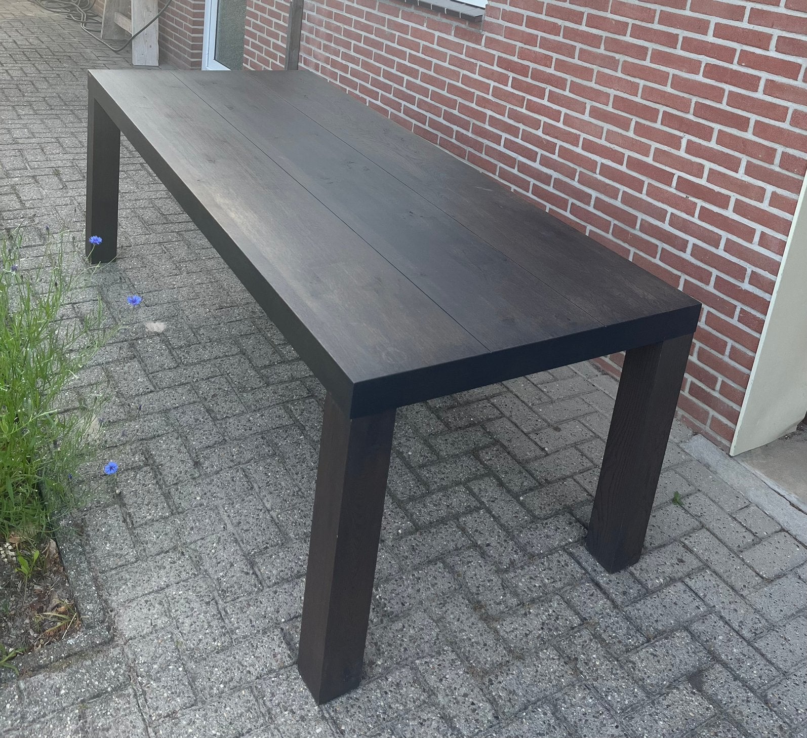 Bruine eettafel te koop, Ophalen, Gebruikt, 200 cm of meer, 50 tot 100 cm