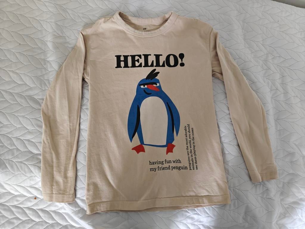 H&M Longsleeve met Pinguïn Print - Maat 134/140, Kinderen en Baby's, Kinderkleding | Maat 134, Jongen of Meisje, H&M, Ophalen of Verzenden