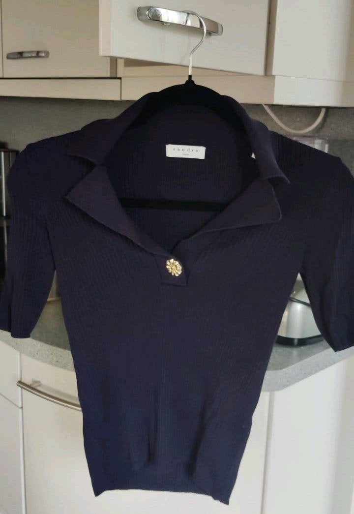 Sandro t-shirt topje maat 0 34 als nieuw €179, Kleding | Dames, Blauw, Ophalen of Verzenden, Zo goed als nieuw, Korte mouw