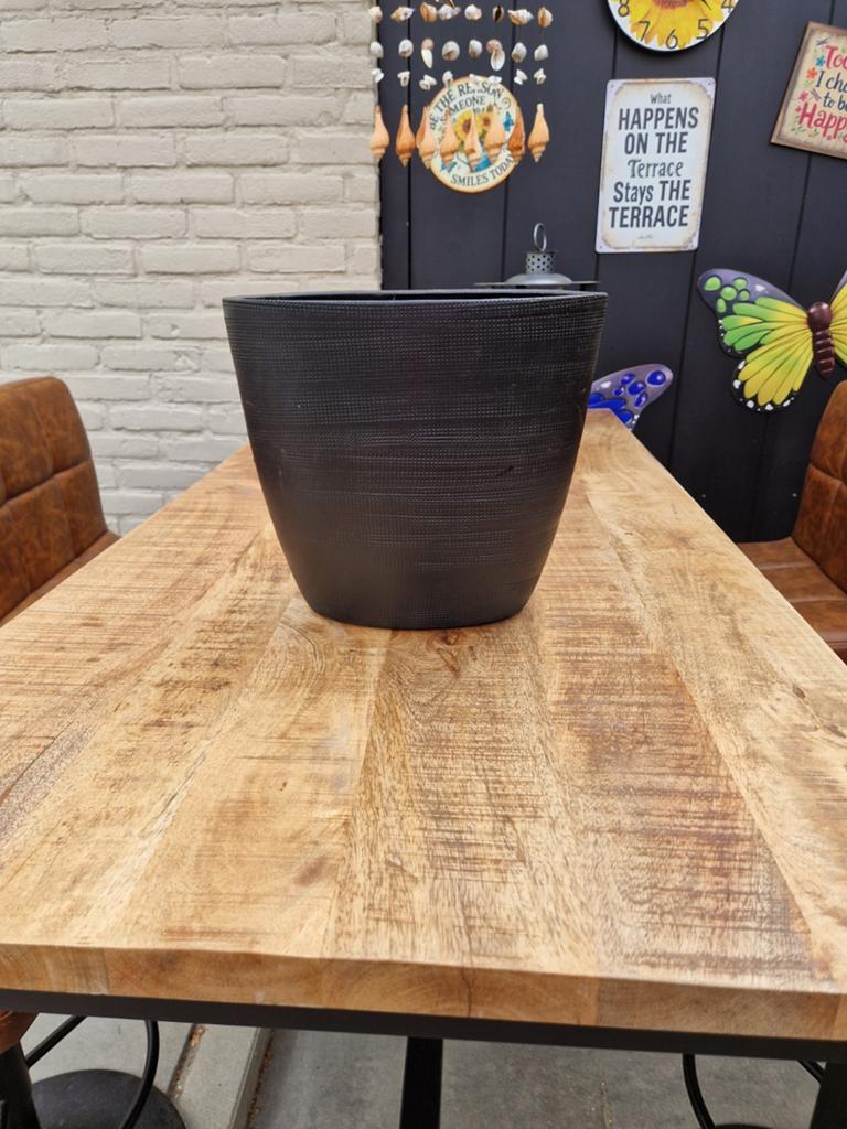 Mooie zwarte ovale pot/vaas, Ophalen, Zo goed als nieuw, Overige vormen, Aardewerk