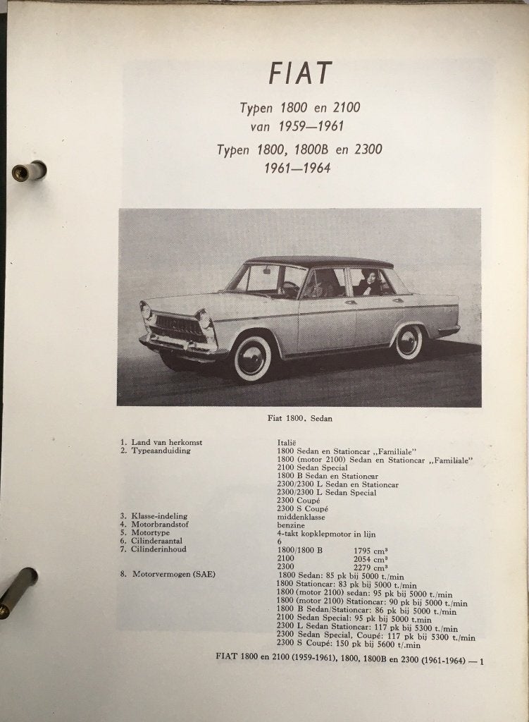 Fiat 1800 2100 2300 1959-64. Olyslagers autotechn.handb,, Auto diversen, Handleidingen en Instructieboekjes, Ophalen of Verzenden