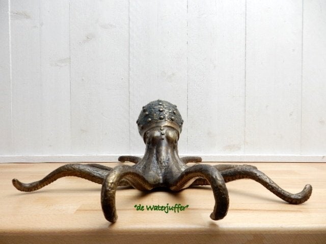 035* Bronzen octopus L (Boven €75geen verzendkosten), Ophalen of Verzenden, Nieuw, Overige materialen, Dierenbeeld