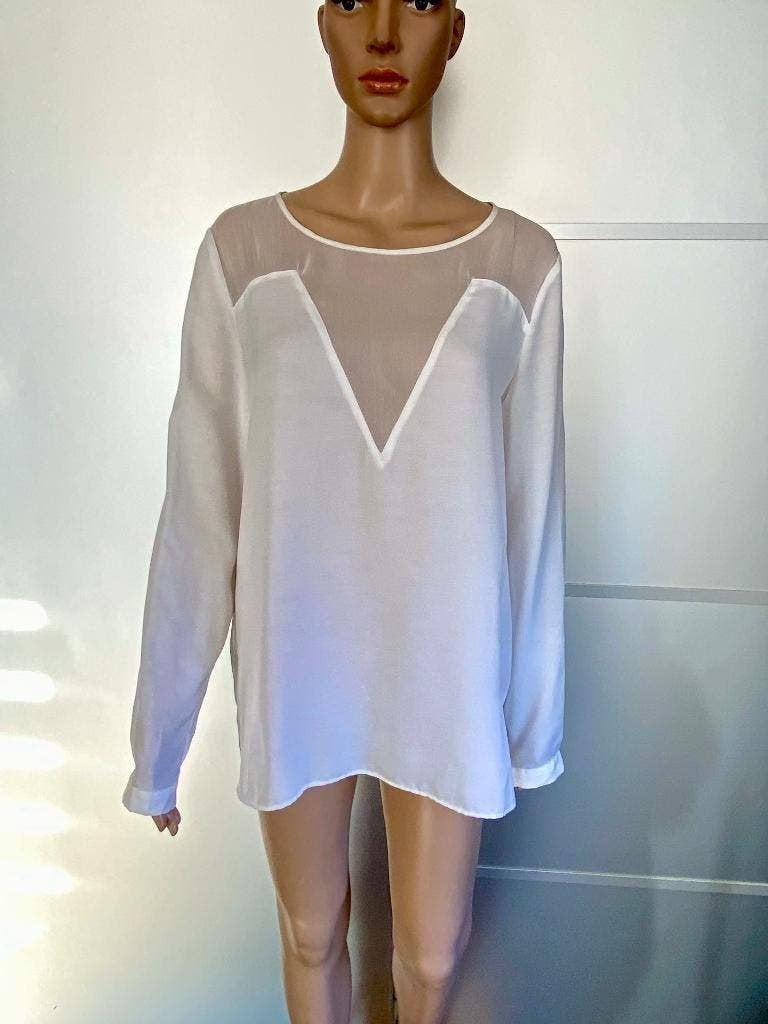 K158 Samsoe Samsoe maat 40=M lange blouse top wit, Kleding | Dames, Maat 38/40 (M), Wit, Ophalen of Verzenden, Zo goed als nieuw