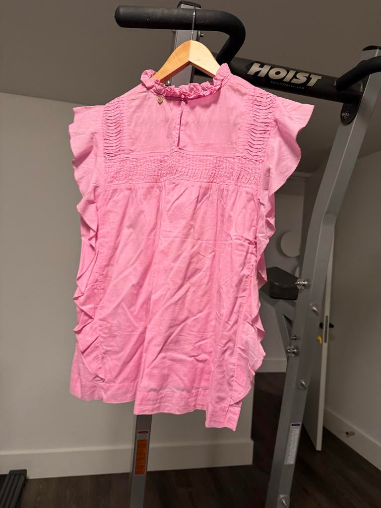 Roze top met ruches en smockwerk - Circle of Trust, Ophalen of Verzenden, Zo goed als nieuw, Maat 38/40 (M), Roze