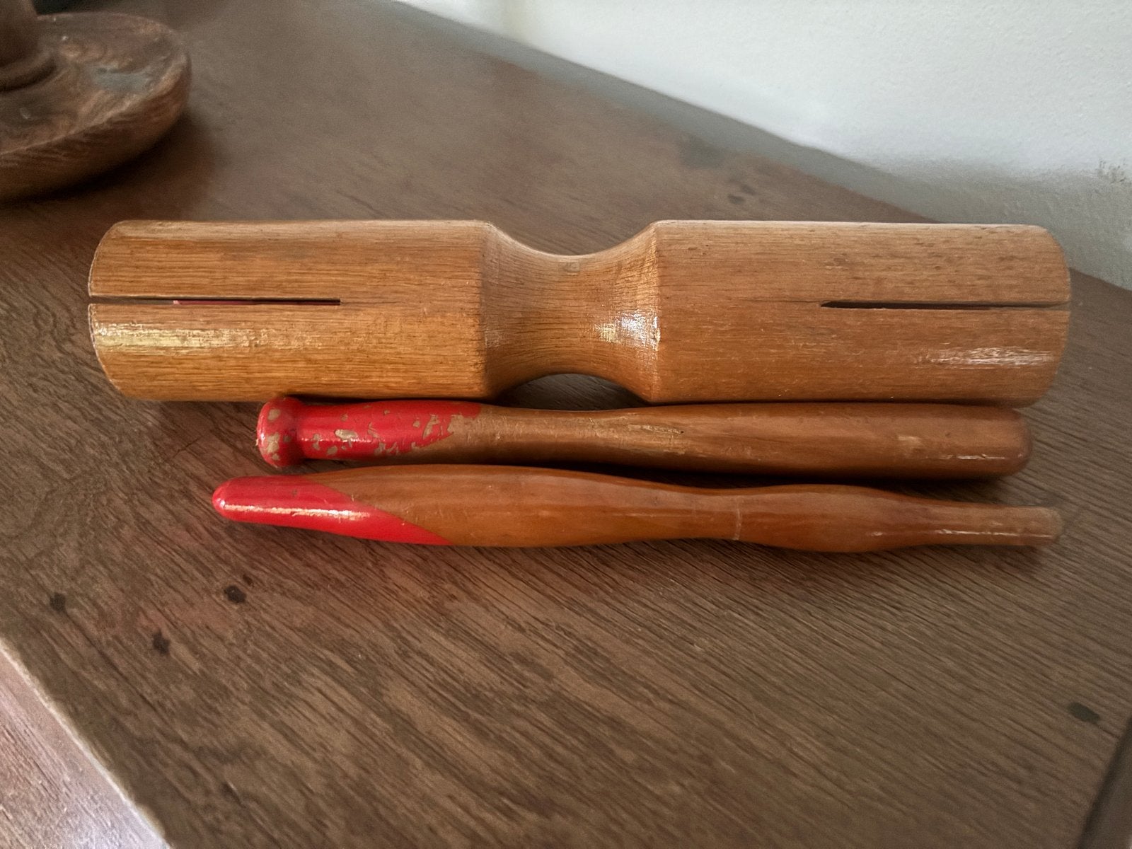 Houten Woodblock met stokjes - Percussie-instrument, Ophalen of Verzenden, Gebruikt, Overige soorten