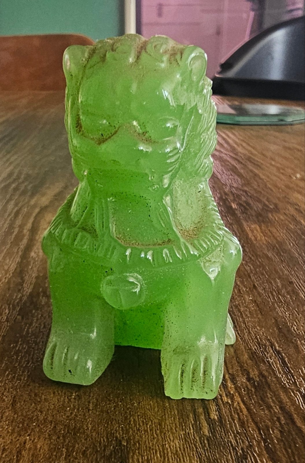 Vintage Groene Foo Leeuw Beeldje - Chinese Beschermleeuw, Ophalen of Verzenden, Groen, China, Beeld