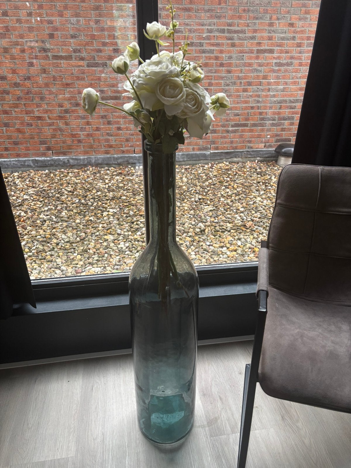 Grote Mica Decorations vloervaas / flesvaas – blauwgroen gla, Antiek en Kunst, Ophalen