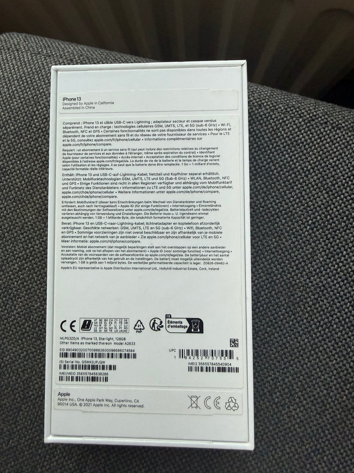 iPhone 13,128GB,In Doos,76% Batterij, prima staat, Ophalen, Zo goed als nieuw