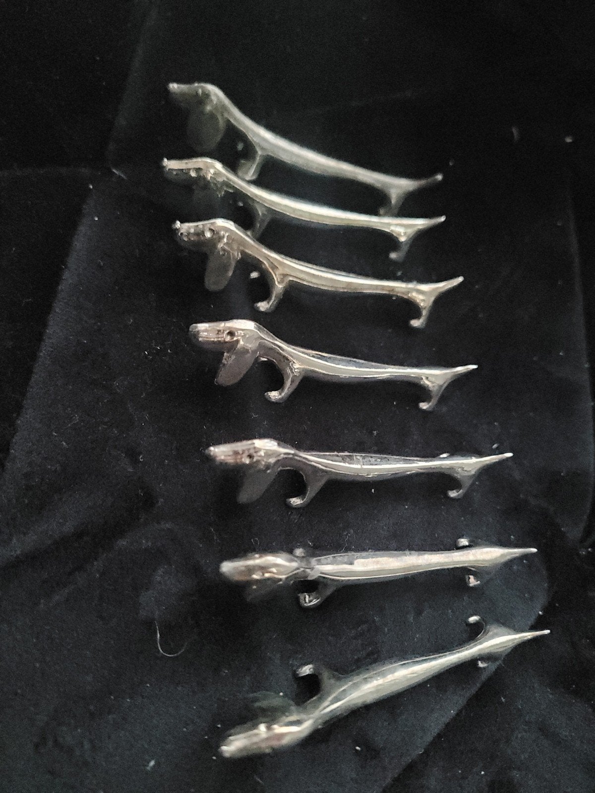 Set van 7 Teckel Bestekhouders - Zilverkleurig, Ophalen, Zilver