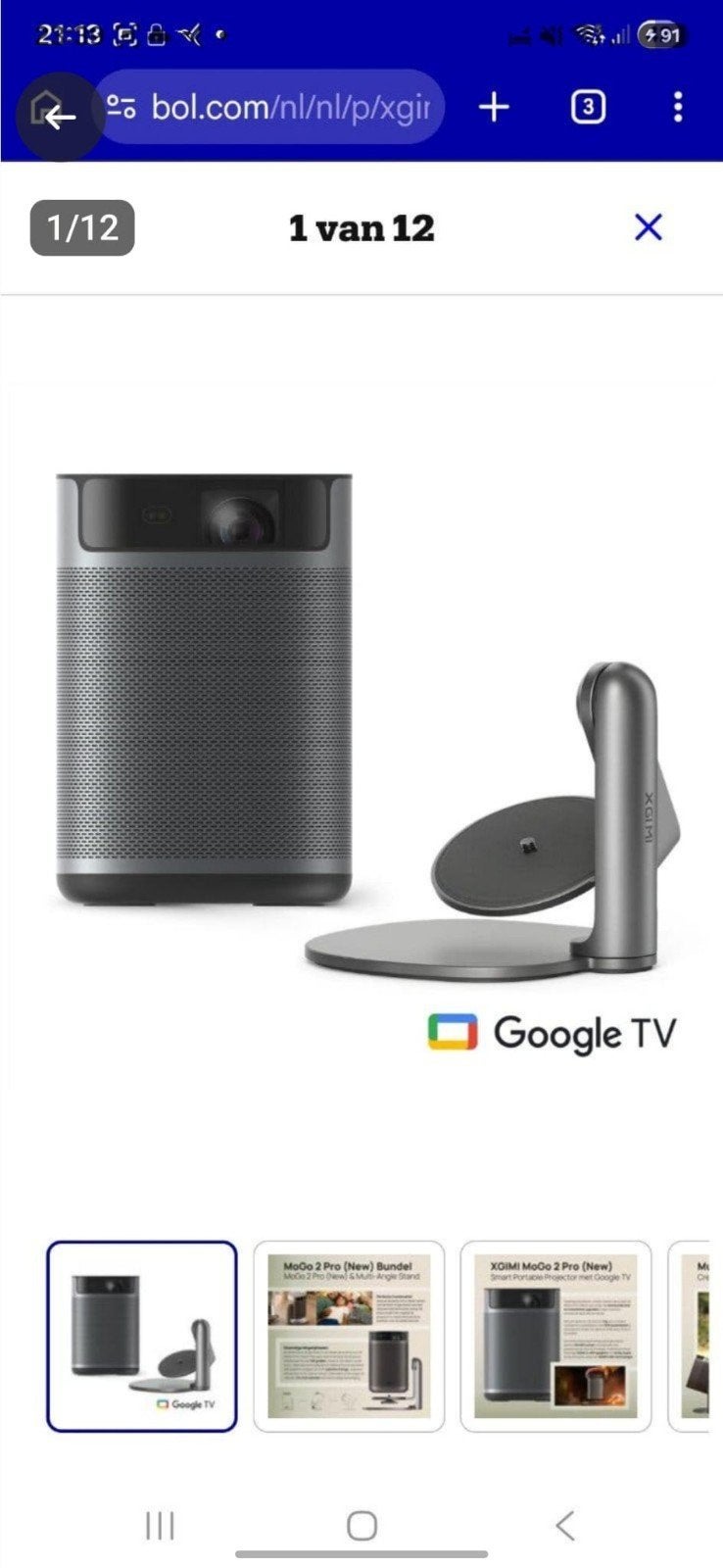 XGIMI MoGo 2 Pro Mini Beamer met oprolbaar scherm 200cm, Ophalen, Zo goed als nieuw, DLP, Full HD (1080)