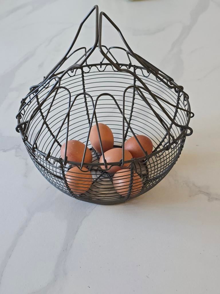 Prachtige zeer grote antieke franse draad - eier/ fruitmand, Ophalen of Verzenden