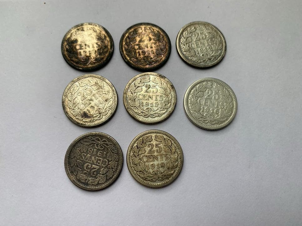 Lotje zeer oude zilver kwartjes wilhelmina periode 1910-1918, Postzegels en Munten, Munten | Nederland, Ophalen of Verzenden, Koningin Wilhelmina