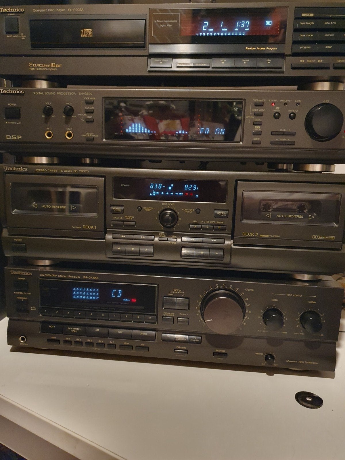 Technics Hifi Set: CD, DSP, Dubbel Cassettedeck, Receiver, Gebruikt, Tuner of Radio, Losse componenten, Ophalen