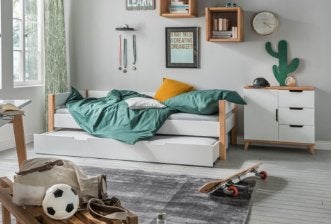 Infans Color kajuitbed - 90x200 - Wit/beuken, Niet ingevuld, Niet ingevuld, Niet ingevuld