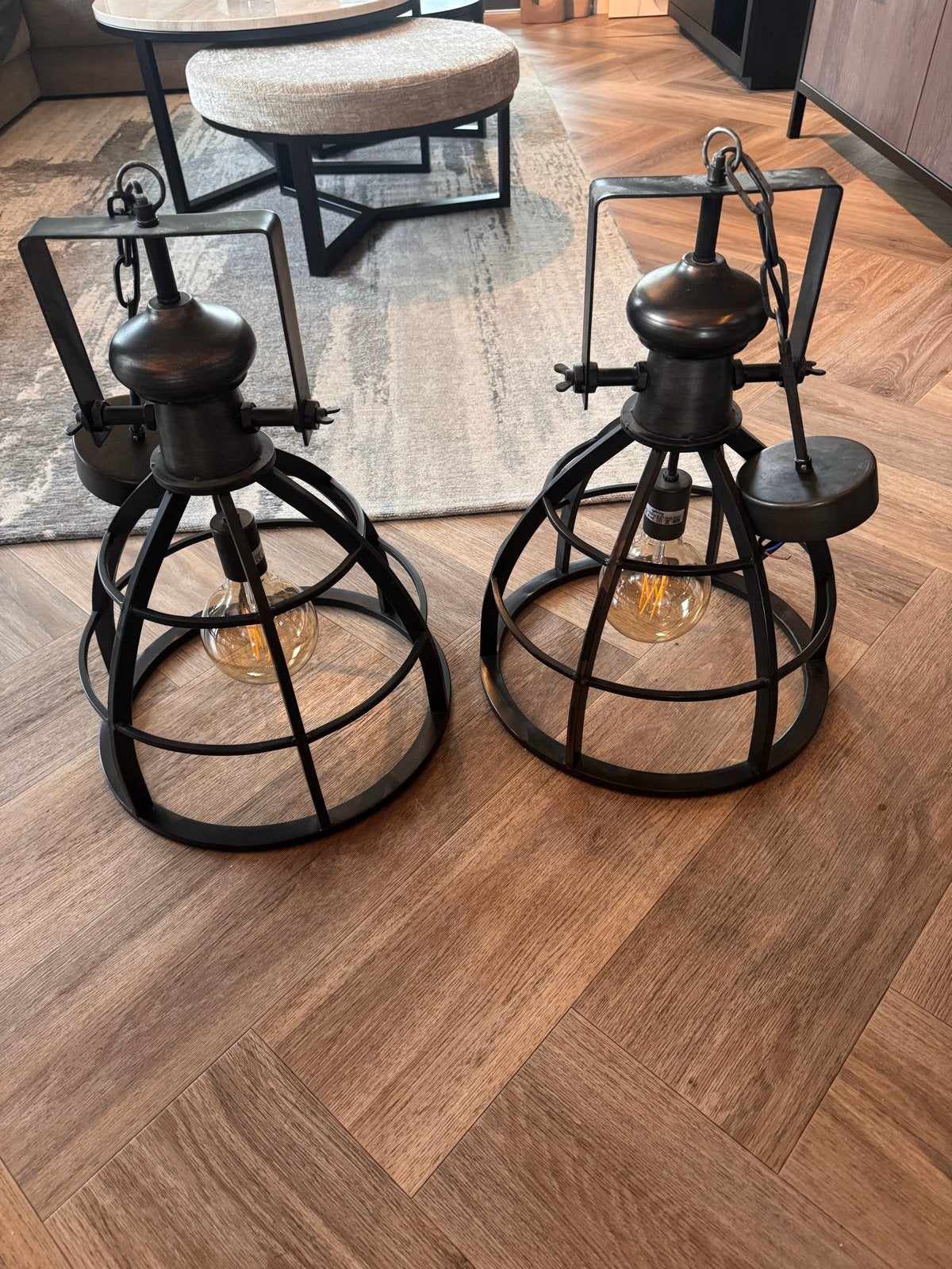 Set van 2 industriële hanglampen 'Amy' van Light & Living, Ophalen, Zo goed als nieuw, Metaal, E27 (groot)