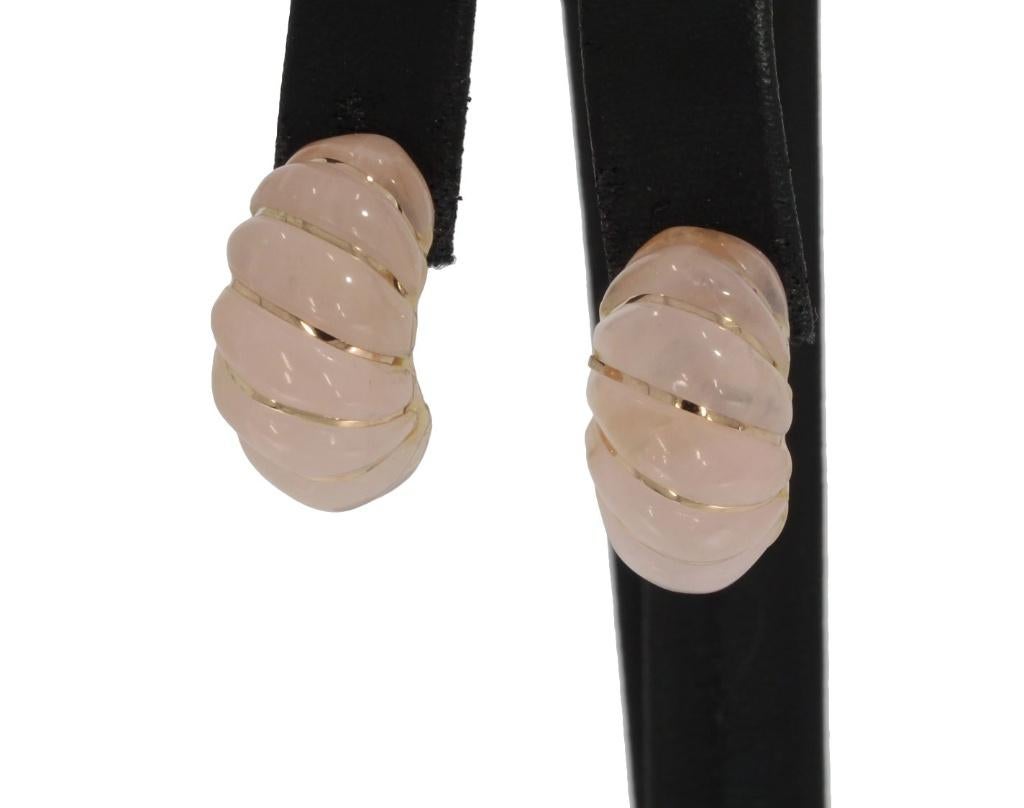 Rozenkwarts 14k gouden set fraaie dames oorbellen vintage, Sieraden, Tassen en Uiterlijk, Oorbellen, Voordeelsieraden, Verzenden