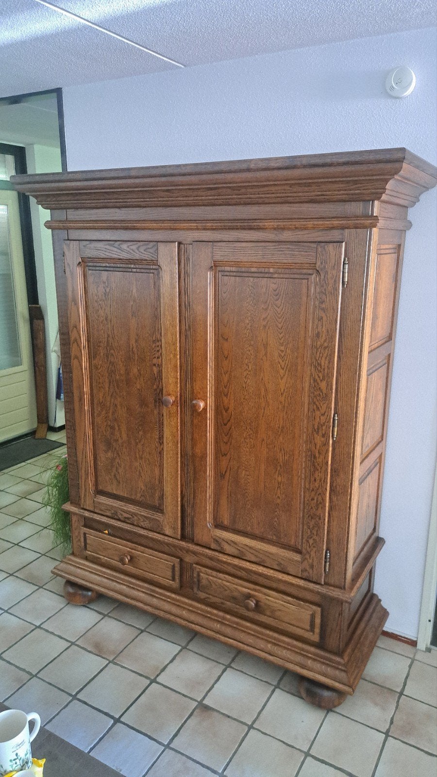 Eiken kast/kabinet met legplanken en hanggedeelte, Antiek en Kunst, Antiek | Meubels | Kasten, Ophalen of Verzenden