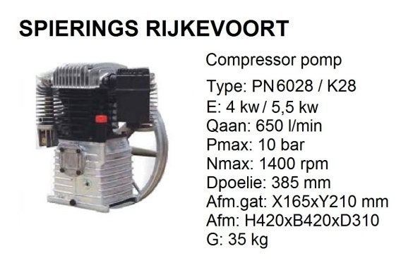 Compressor pomp Shamal Cremers K28 Spierings kompressorpumpe, Niet ingevuld, Niet ingevuld, Nieuw, Ophalen of Verzenden