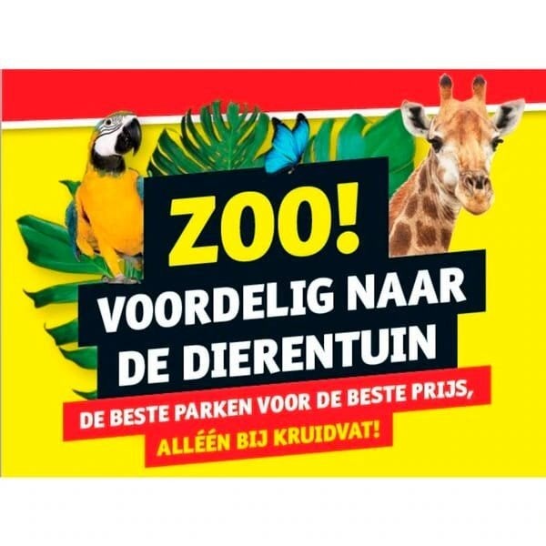 4 kaartjes dierentuin via Kruidvat actie, Drie personen of meer, Ticket of Toegangskaart