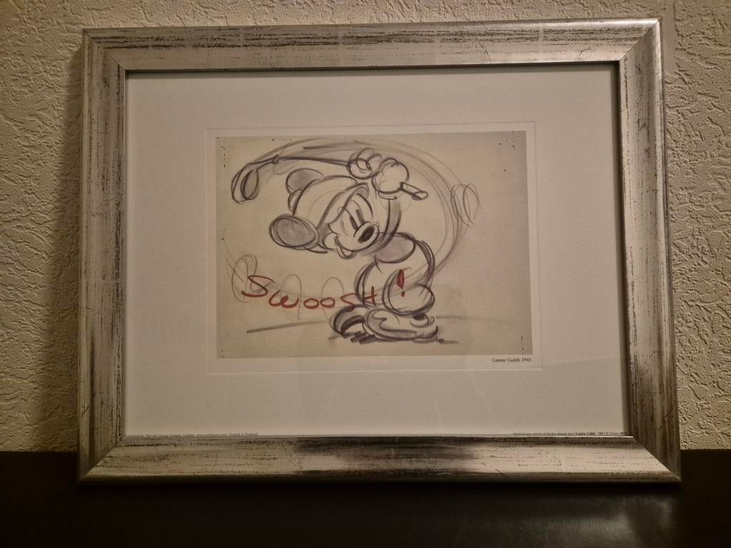 Mickey Mouse Golf 'Swoosh!' Ingelijste Tekening, Ophalen