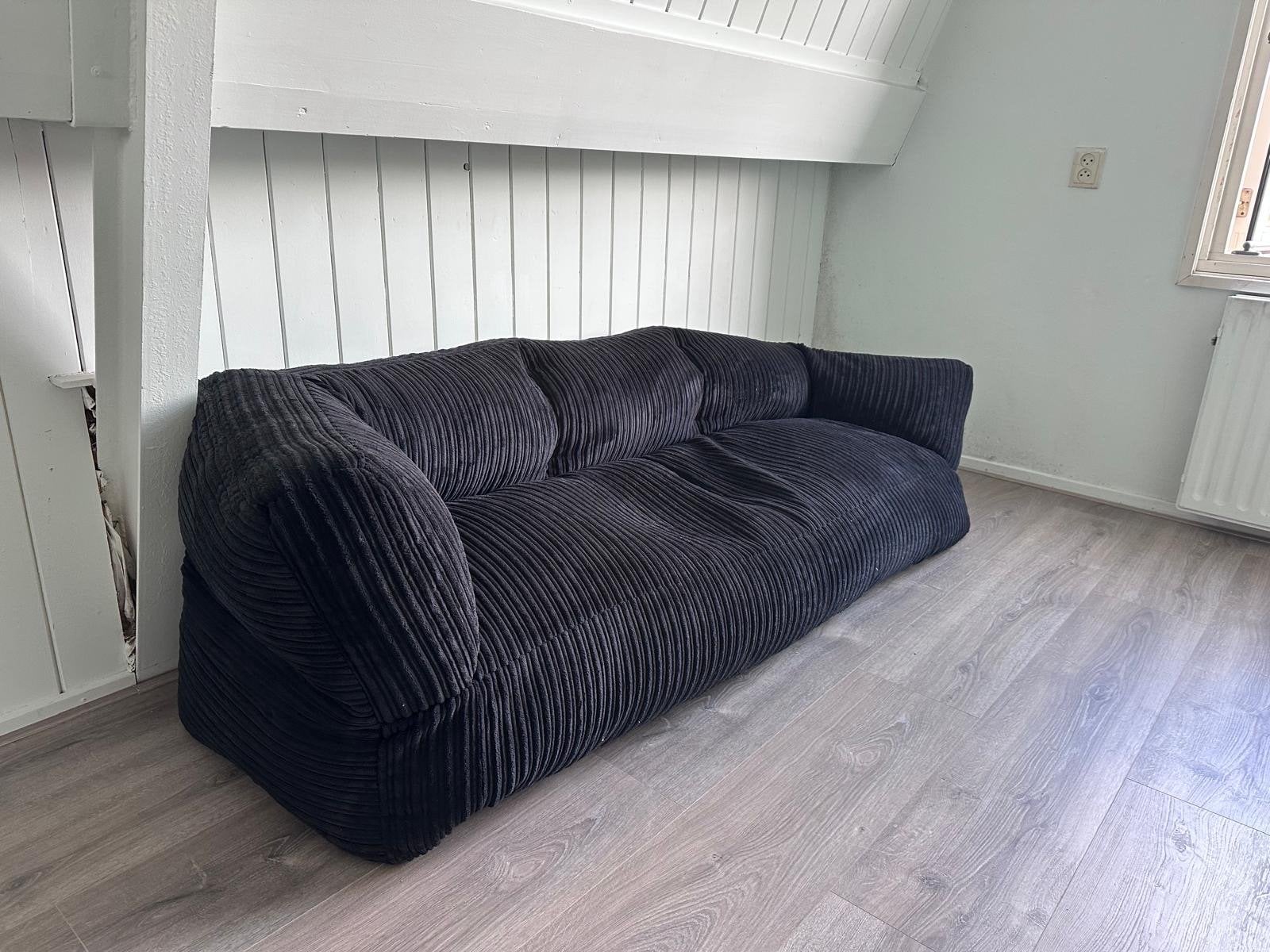 Loungepug Albert 2-zitsbank Zitzak Corduroy Zwart, Ophalen, Minder dan 75 cm, Tweepersoons, Zo goed als nieuw