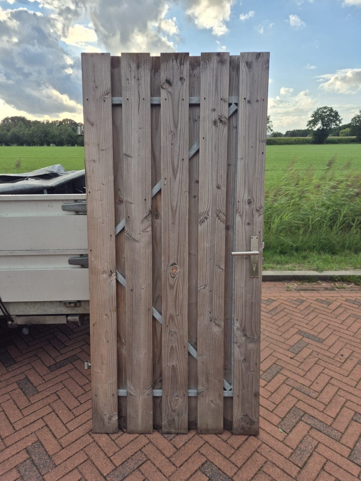 stevige houten poortdeur(geïmpregneerd), Tuin en Terras, Tuinpoorten, Ophalen, Gebruikt, 150 tot 200 cm, Hout