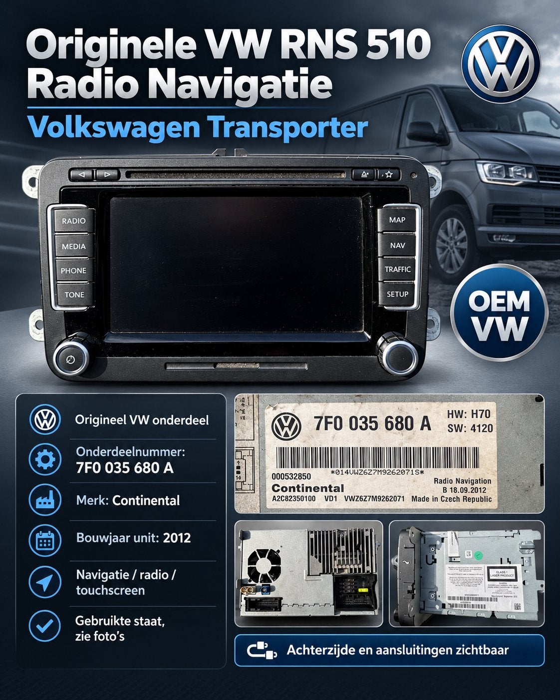 VW RNS 510 Radio Navigatie voor Transporter (2012), Ophalen of Verzenden, Gebruikt