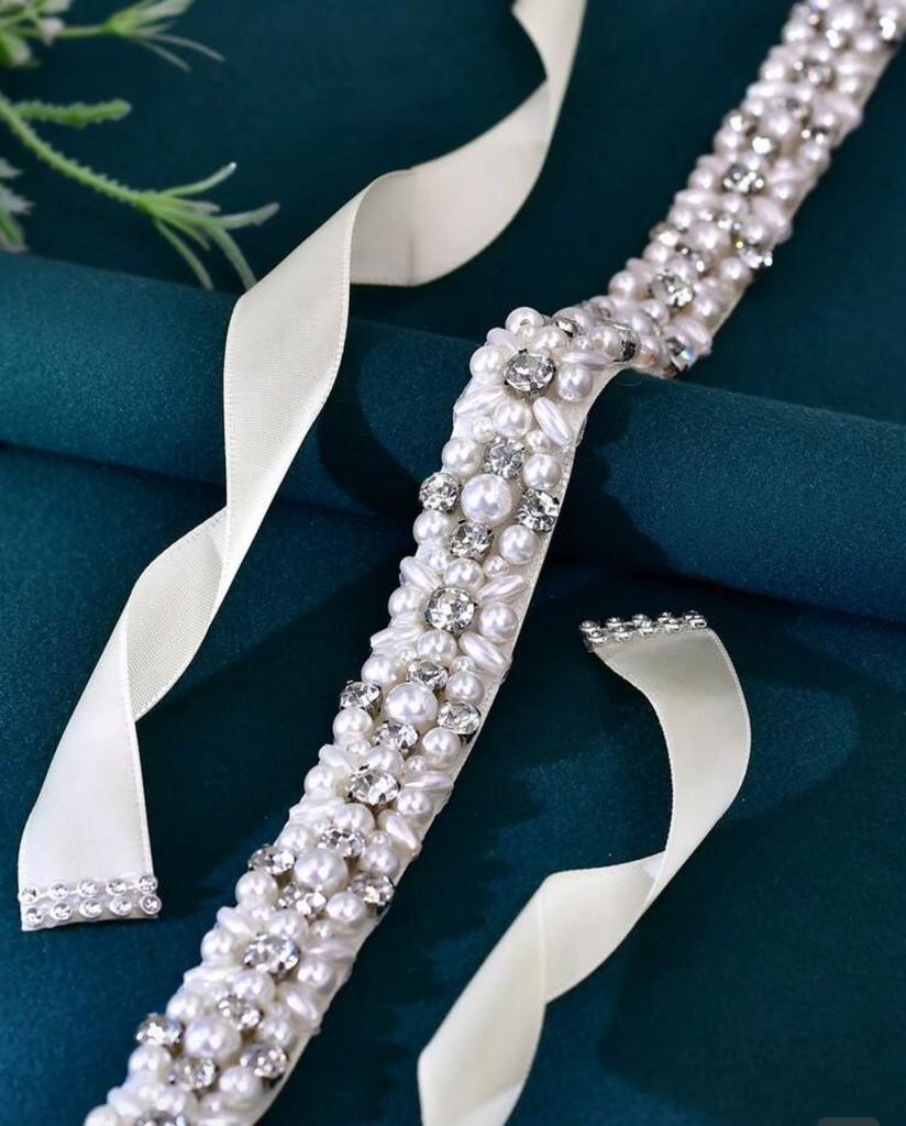 Bruids ceintuur / riem met parels en strass - 270 cm, Ophalen of Verzenden, Nieuw, Wit, Accessoires