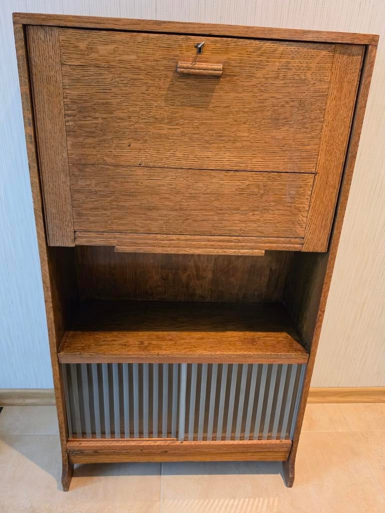 Vintage licht eikenhouten secretaire, Engels fabrikaat, Ophalen, Gebruikt, Vintage, Engels, Klassiek
