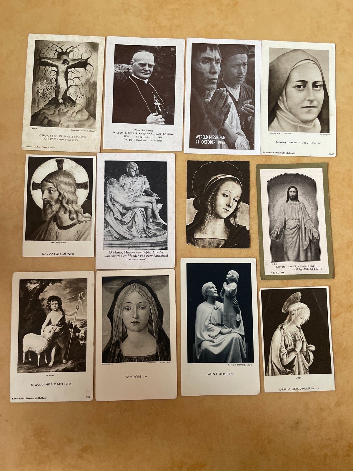 Collectie van 12 antieke religieuze prentjes/bidprentjes, Antiek en Kunst, Antiek | Religie, Ophalen of Verzenden