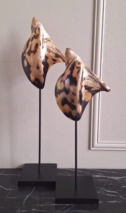 Set parelmoer taupe schelpen op voet hotel chique, Nieuw, Ophalen of Verzenden, X, X