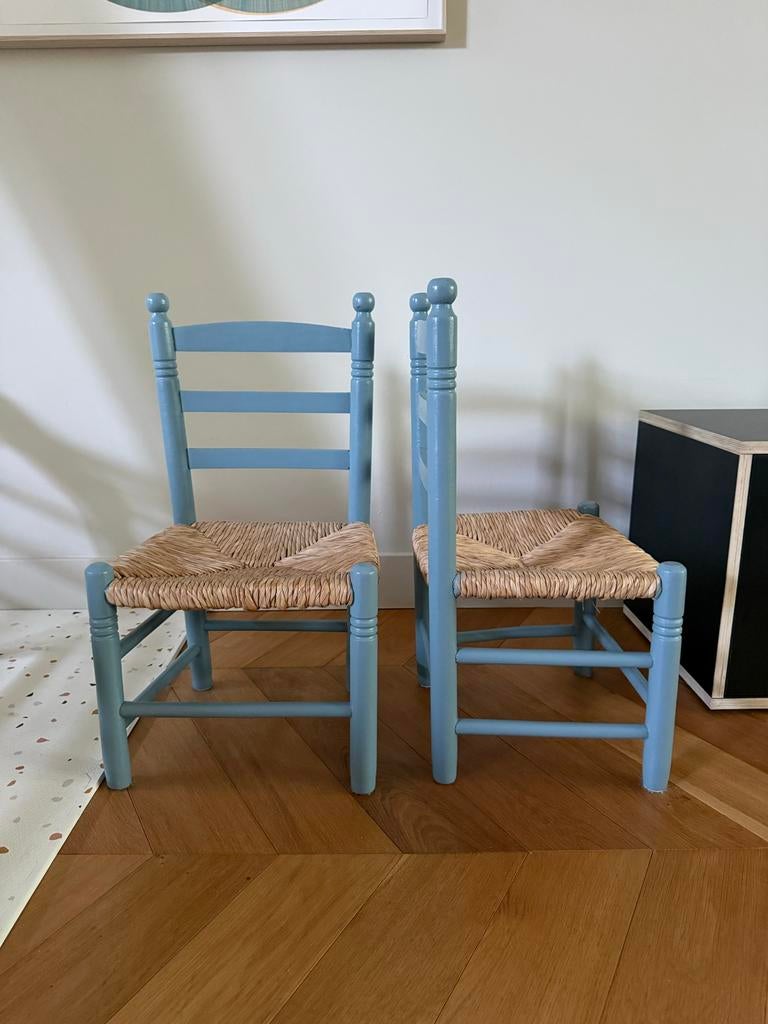 Set van 2 retro kinderstoeltjes met rieten zitting, Ophalen, Zo goed als nieuw, Overige typen
