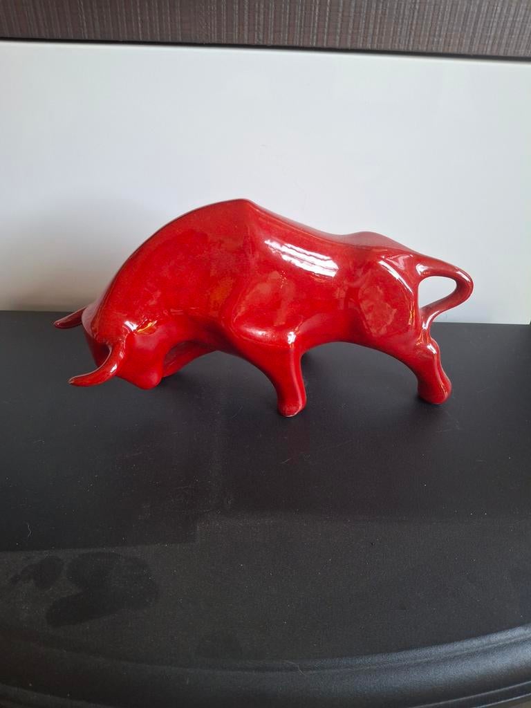 Vintage Keramiek Stier Rood, Ophalen of Verzenden