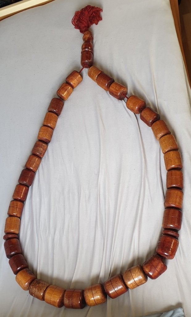 Grote antieke Tasbih,Tesbih of Misbaha, muurketting., Hout, Bruin, Ophalen of Verzenden, Houtsnijwerk