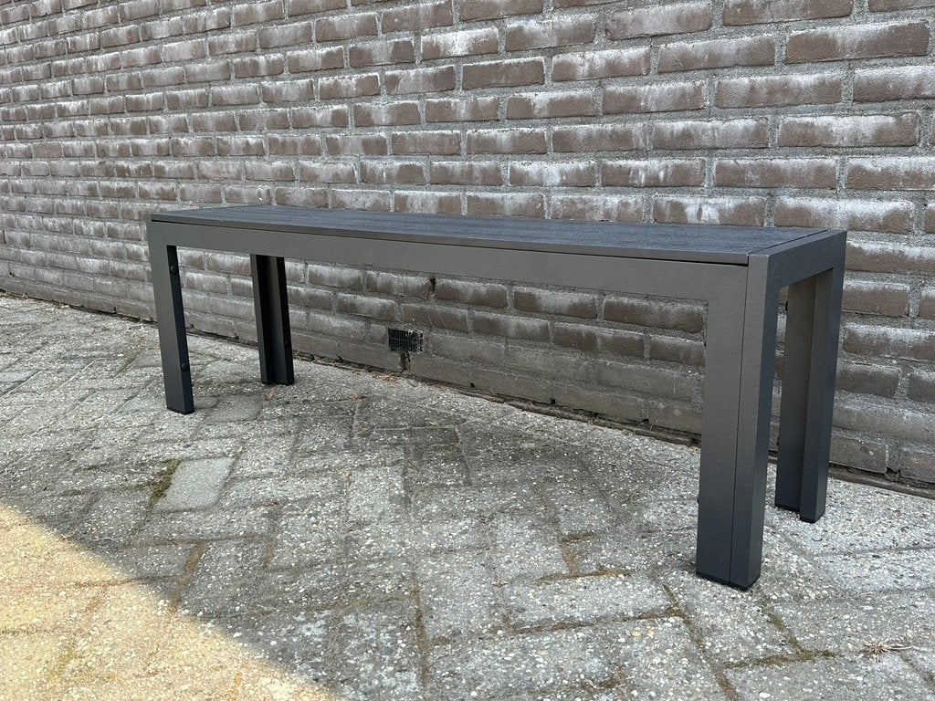 Nieuw design tuinbankje zwart met polywood hout 132x30x42, Tuin en Terras, Ophalen, Nieuw, Aluminium