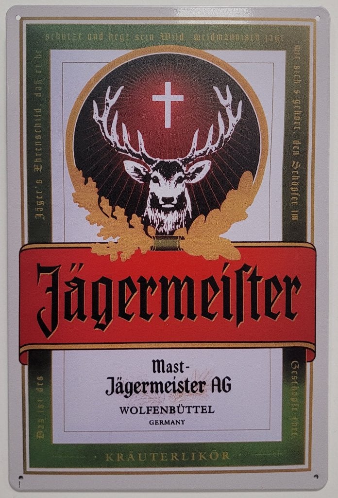Jagermeister logo reclamebord van metaal wandbord decoratie, Verzamelen, Merken en Reclamevoorwerpen, Reclamebord, Info@deconoord.nl